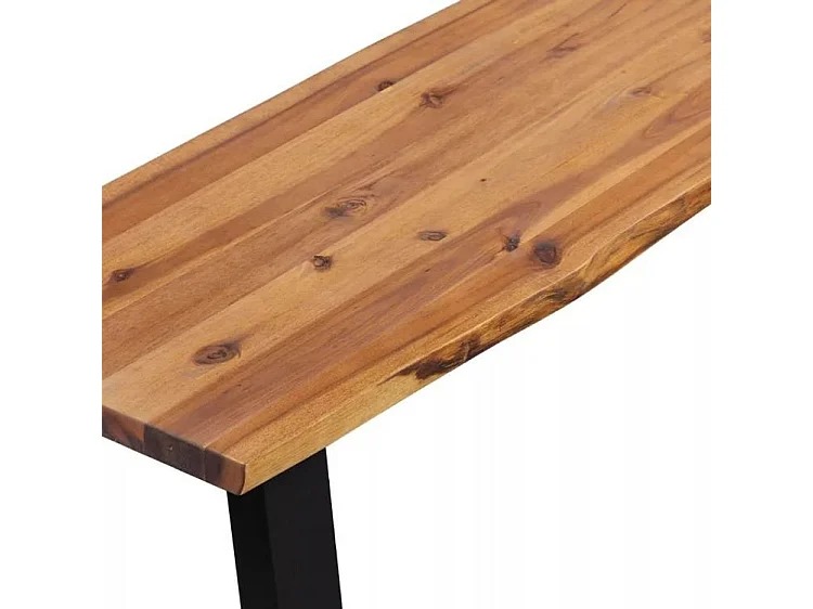 Banc acacia massif clair et pieds métal noir Aqua