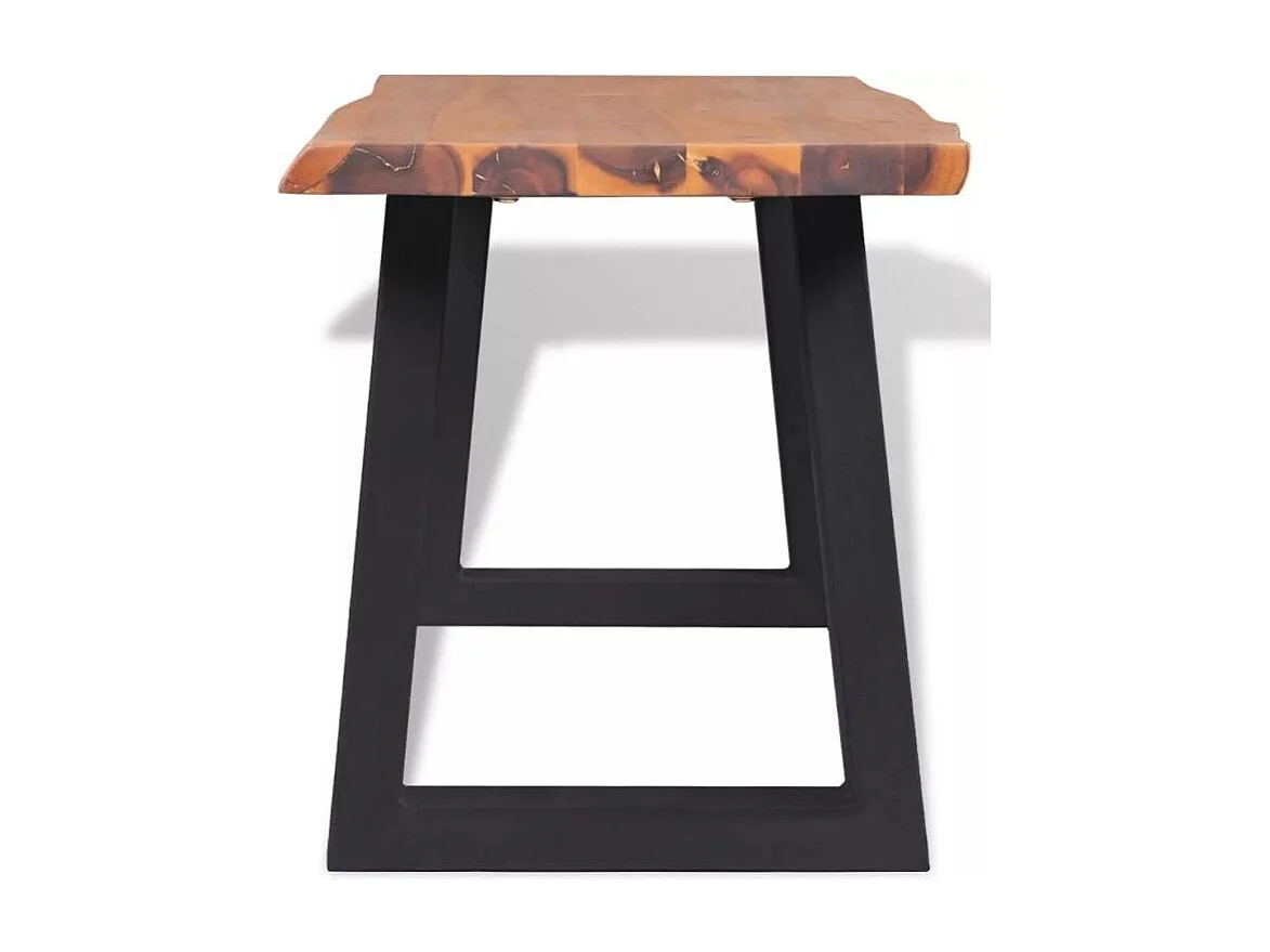 Banc acacia massif clair et pieds métal noir Aqua