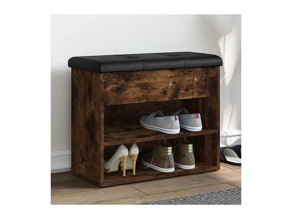 Banc à chaussures chêne fumé 62x32x50 bois d'ingénierie