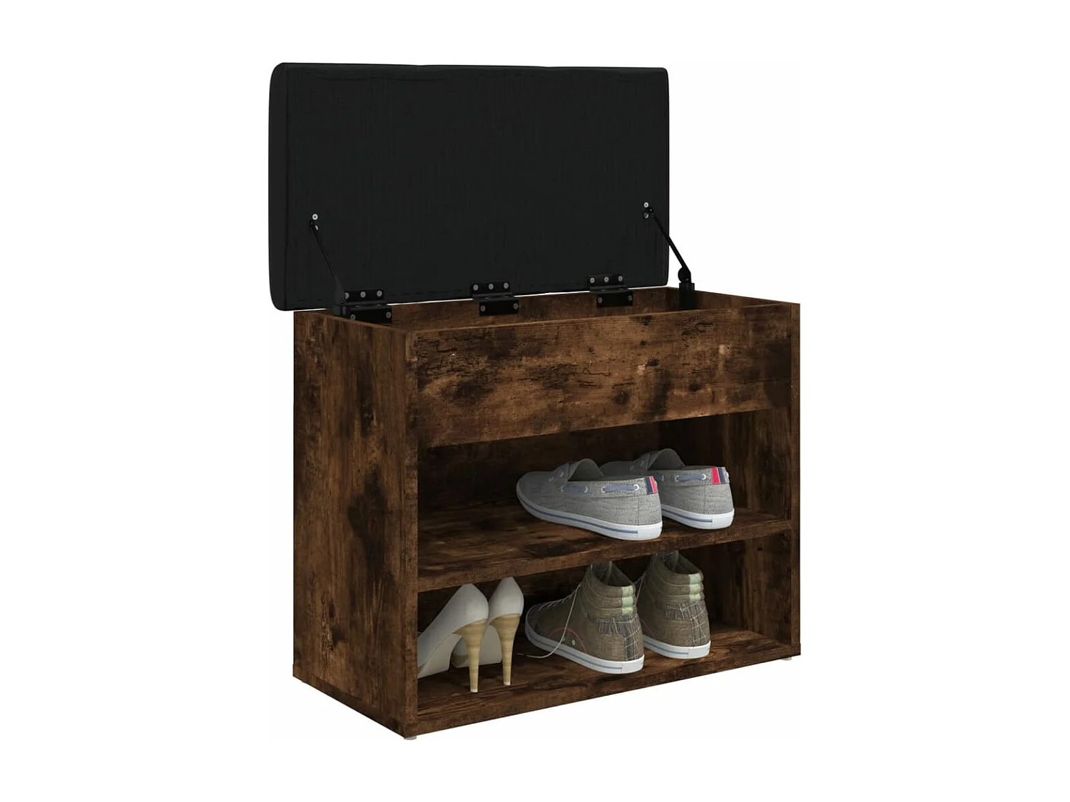 Banc à chaussures chêne fumé 62x32x50 bois d'ingénierie