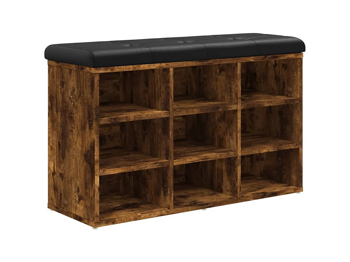 Banc à chaussures chêne fumé 82x32x50 bois d'ingénierie