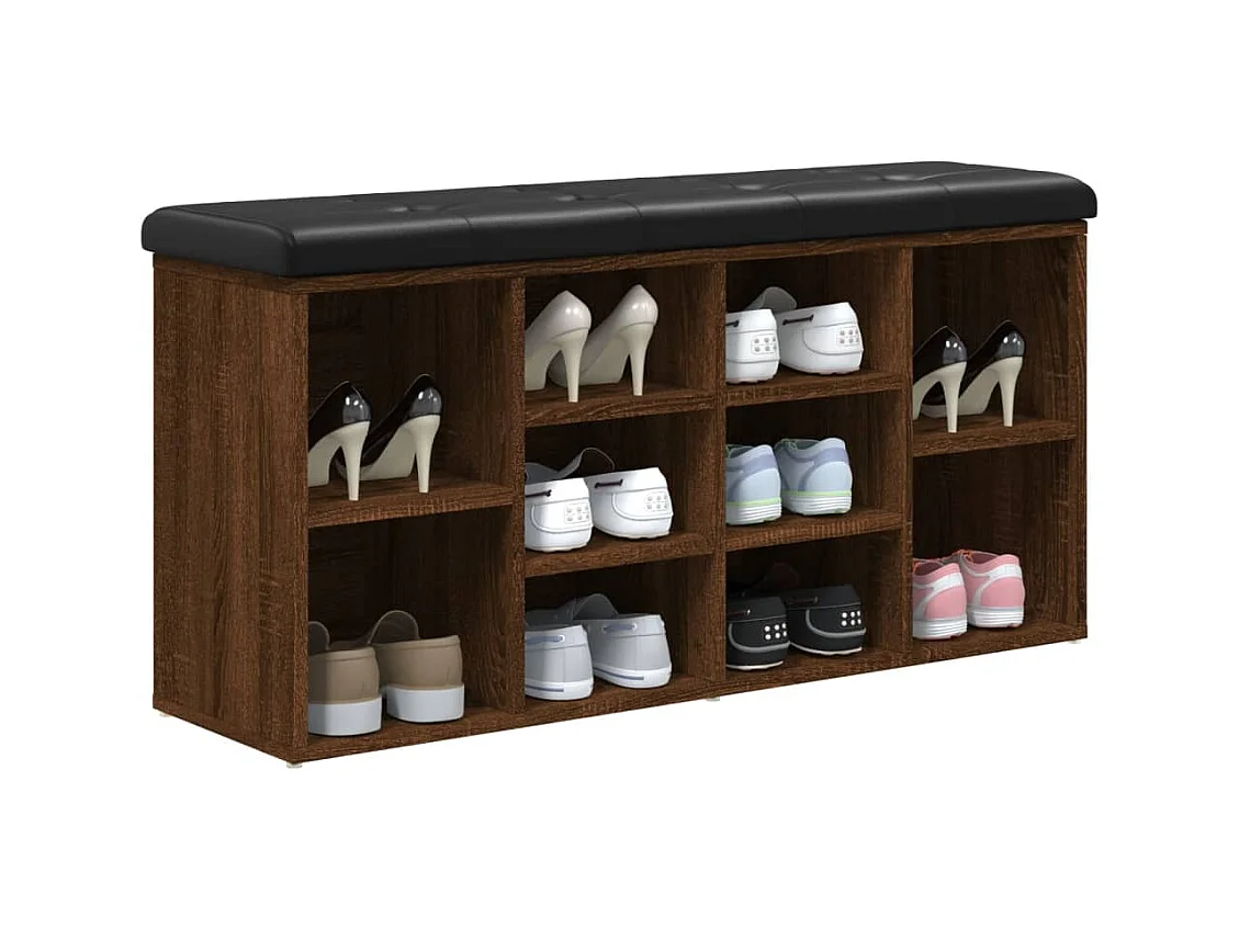 Banc à chaussures chêne marron 102x32x50 bois d'ingénierie