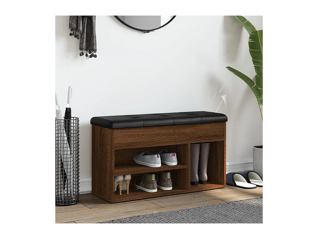 Banc à chaussures chêne marron 82x32x45,5 bois d'ingénierie