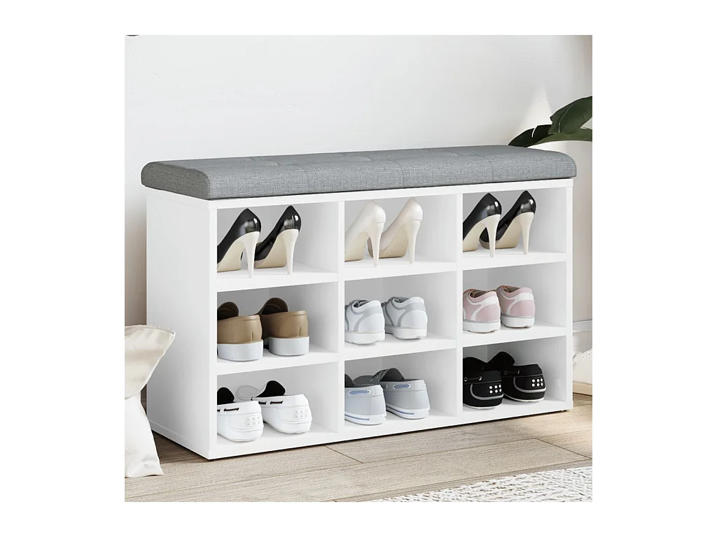Banc à chaussures blanc 82x32x50 bois d'ingénierie