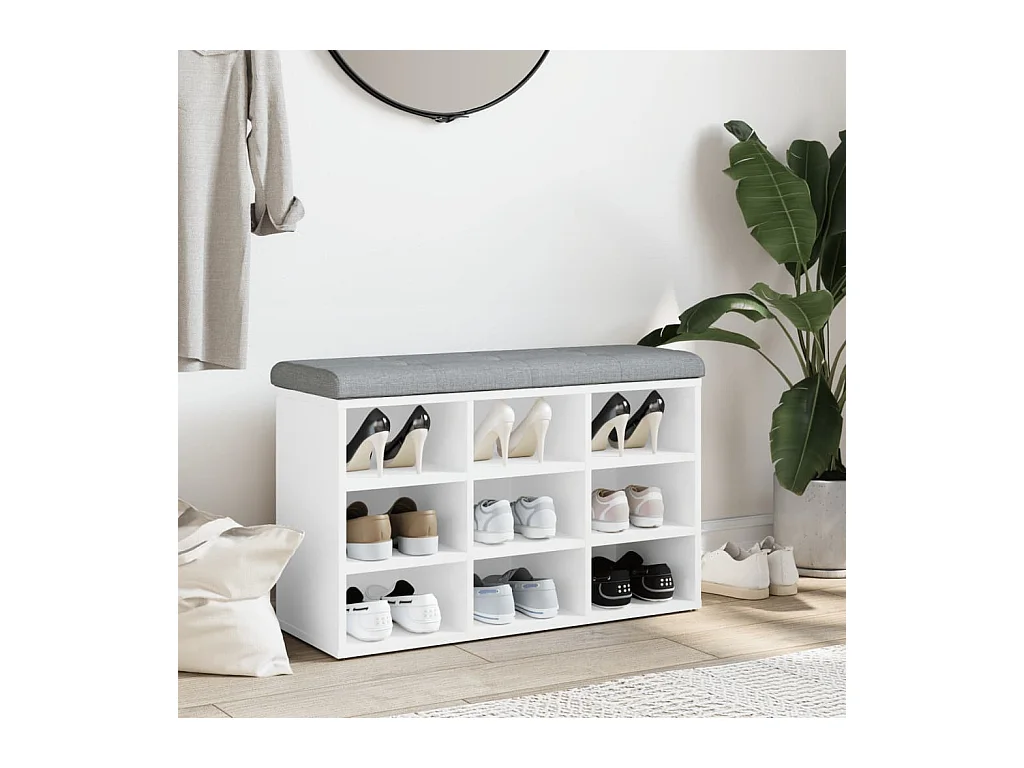 Banc à chaussures blanc 82x32x50 bois d'ingénierie