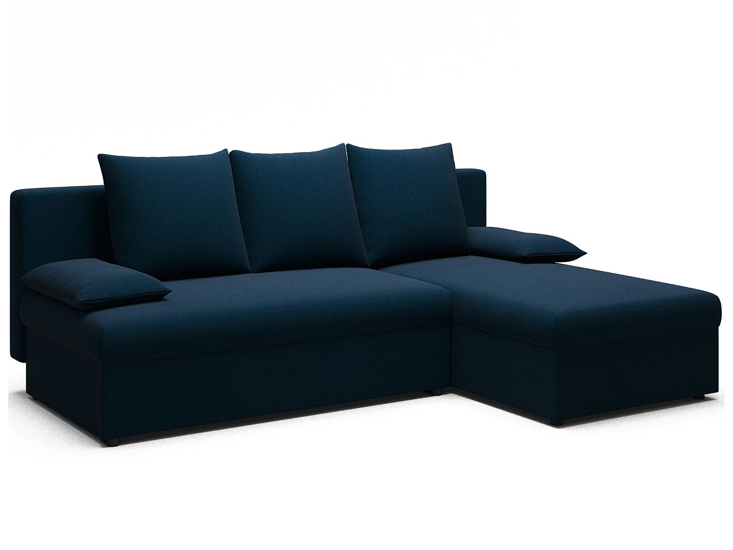 Canapé d’angle réversible convertible GARY en tissu côtelé – 206cm-Bleu foncé