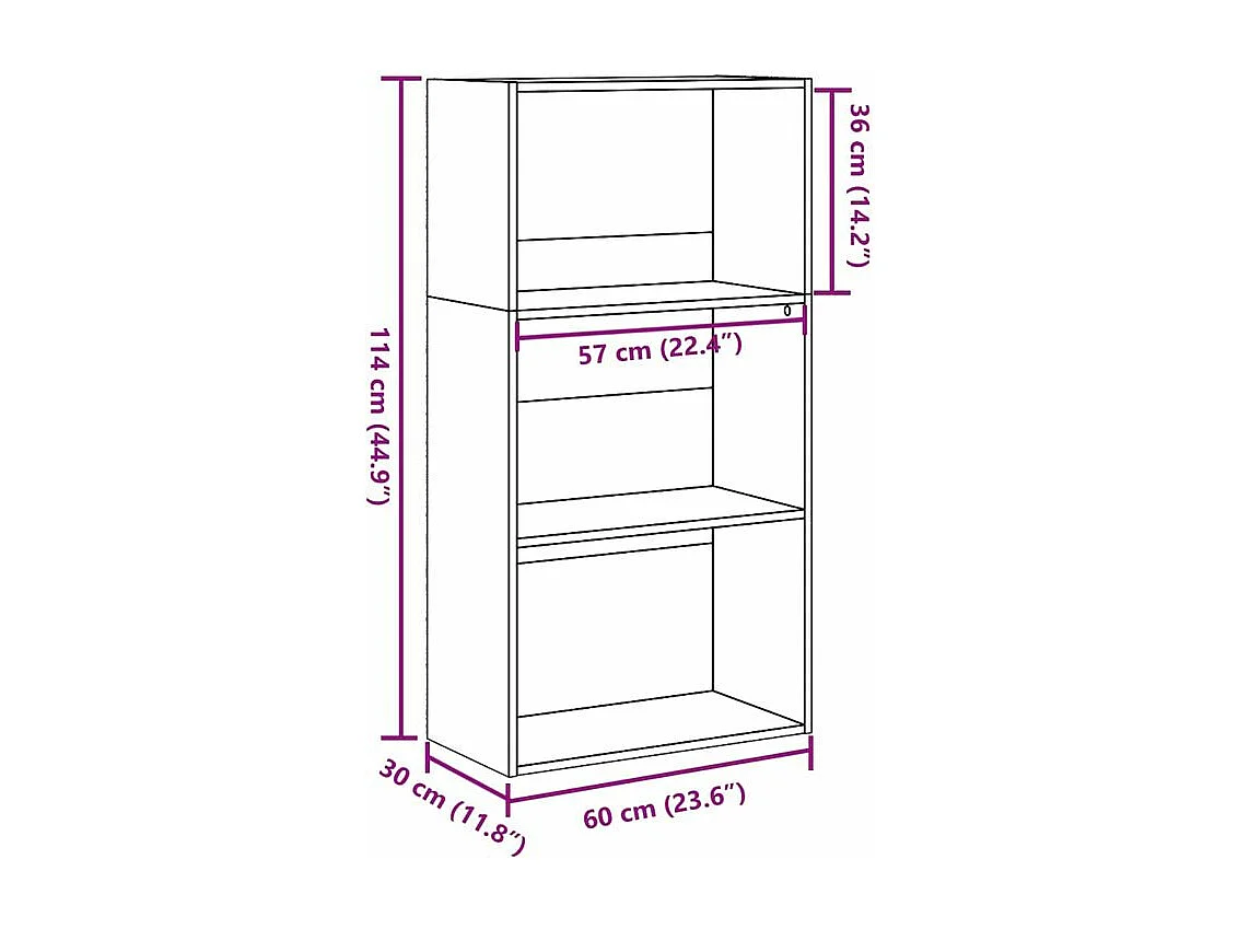 Bibliothèque blanc 60x30x114 bois d'ingénierie