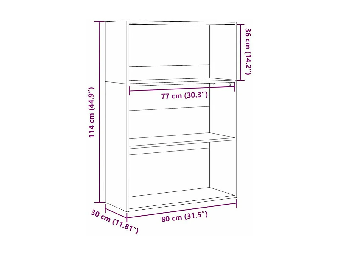 Bibliothèque chêne sonoma 80x30x114 bois d'ingénierie