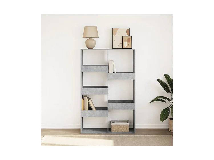 Bibliothèque gris béton 100x33x155,5 bois d'ingénierie