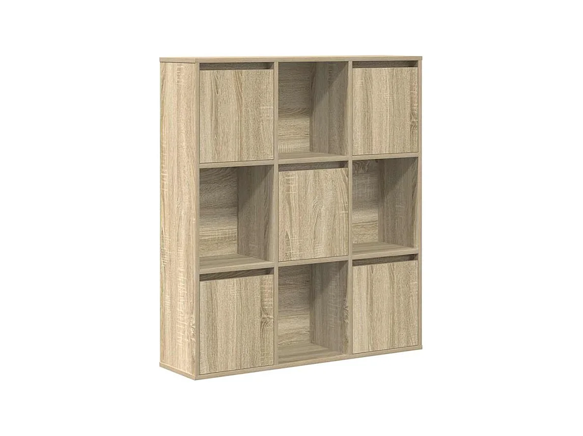 Meuble de rangement Kate 89cm - 4 niches 5 portes-Couleur Chêne clair