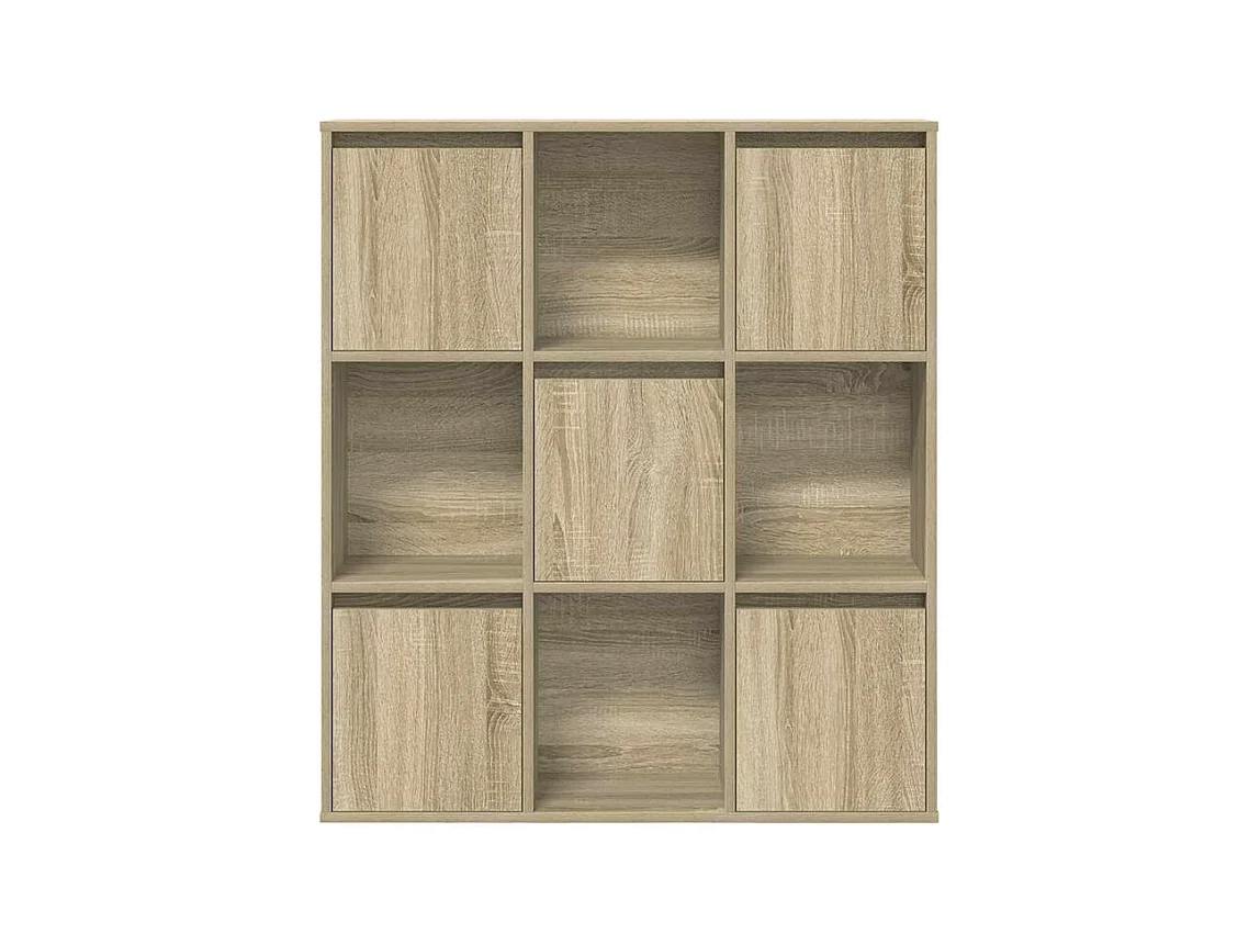 Meuble de rangement Kate 89cm - 4 niches 5 portes-Couleur Chêne clair