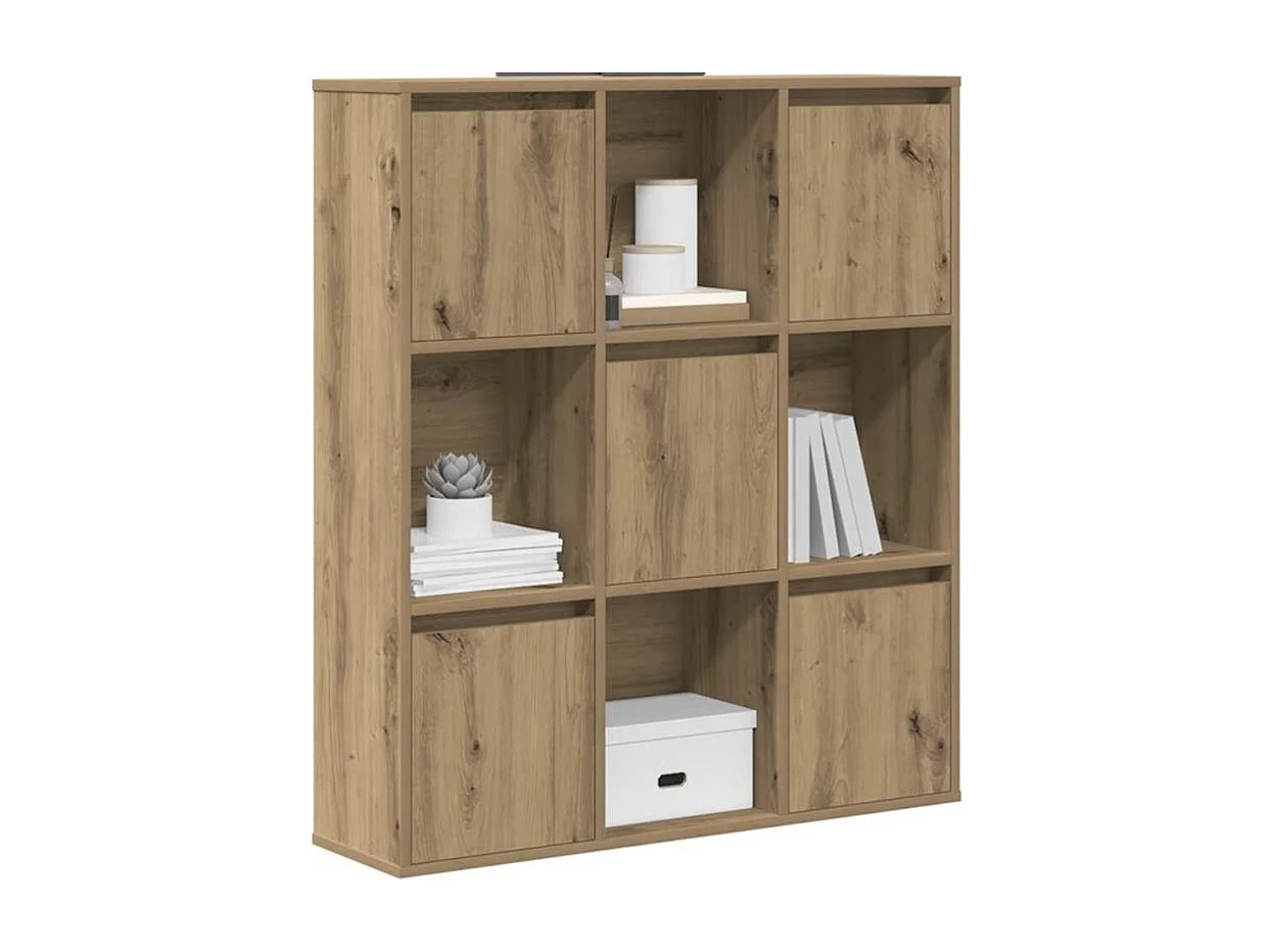Meuble de rangement Kate 89cm - 4 niches 5 portes-Couleur Chêne clair