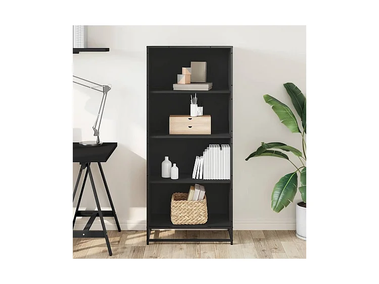 Bibliothèque noir 60x35x139 bois d'ingénierie