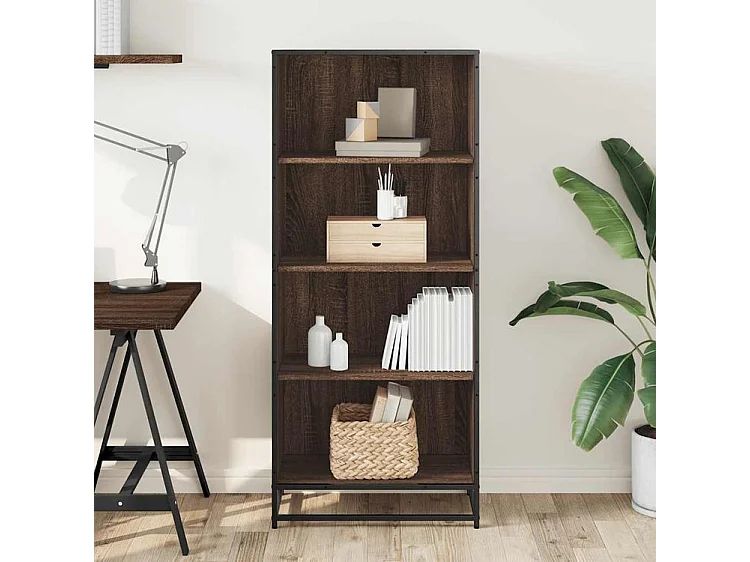 Bibliothèque chêne marron 60x35x139 bois d'ingénierie
