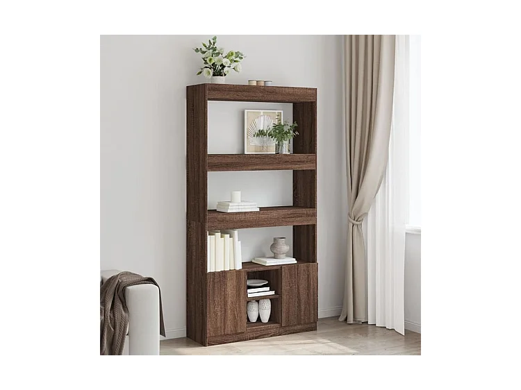 Buffet haut chêne marron 92x33x180 bois d'ingénierie