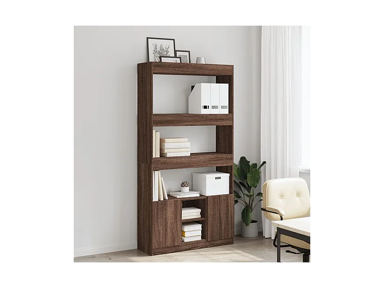 Buffet haut chêne marron 92x33x180 bois d'ingénierie