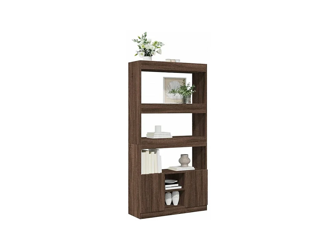 Buffet haut chêne marron 92x33x180 bois d'ingénierie