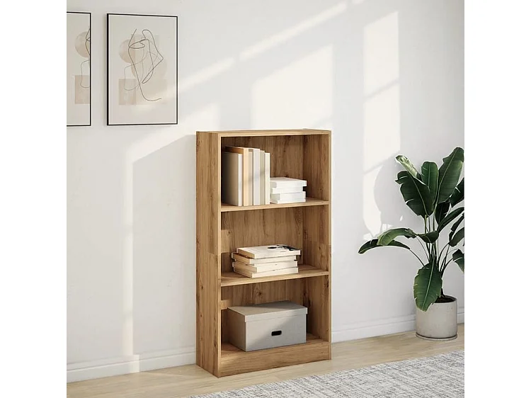 Bibliothèque chêne artisanal 60x24x109 bois d'ingénierie