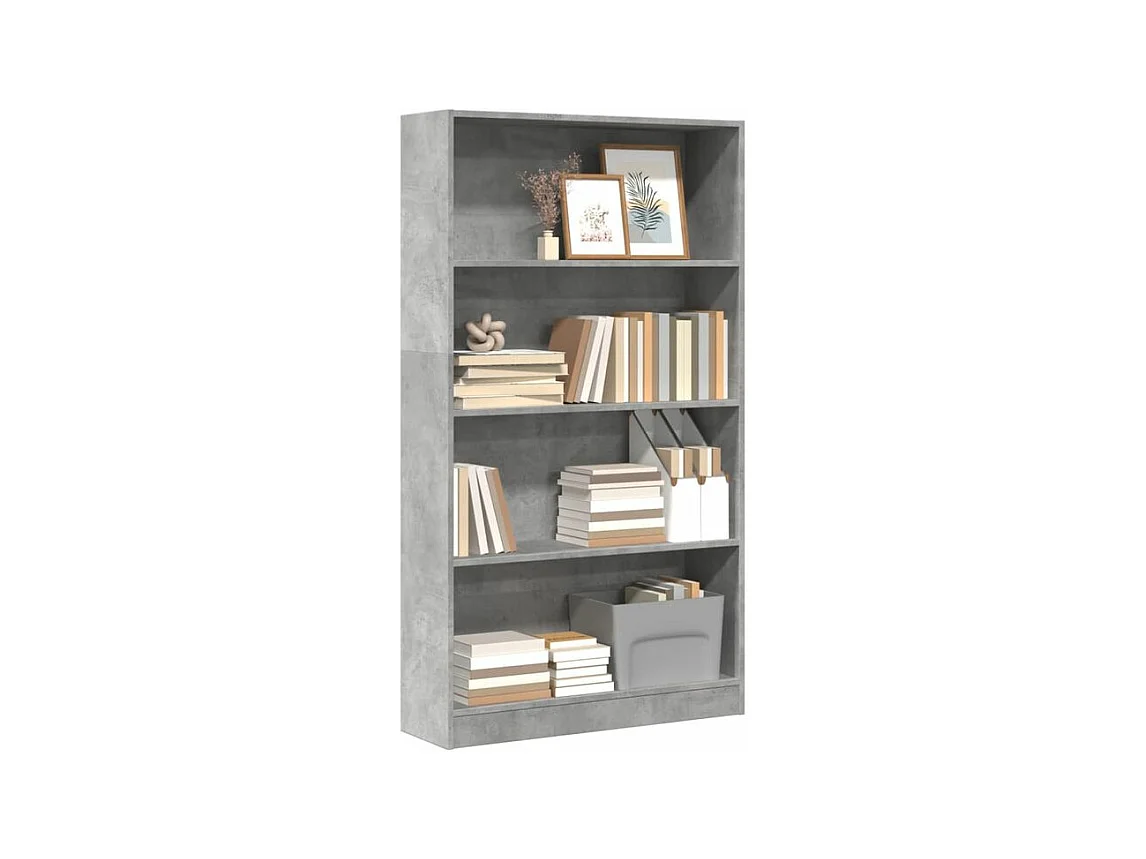 Bibliothèque gris béton 80x24x143 bois d'ingénierie
