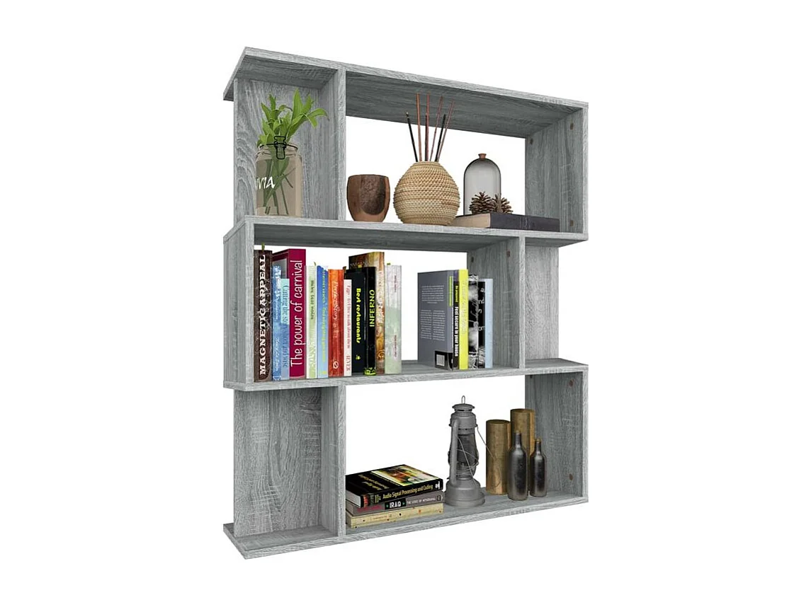 Bibliothèque séparateur en bois Mikola 80cm - Simple et moderne-Couleur Chêne gris