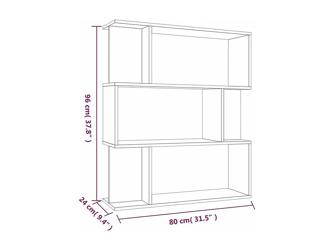 Bibliothèque séparateur en bois Mikola 80cm - Simple et moderne-Couleur Chêne gris