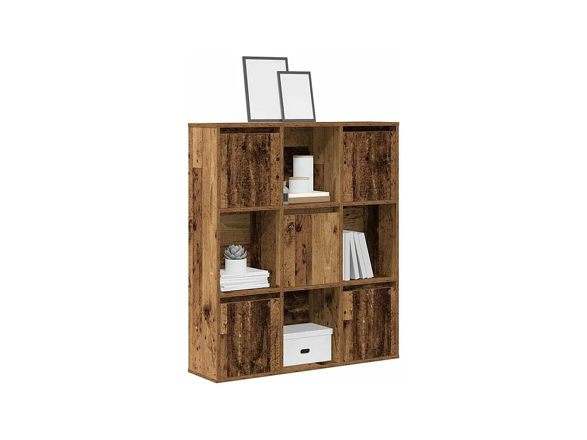 Meuble de rangement Kate 89cm - 4 niches 5 portes-Couleur Marron noisette