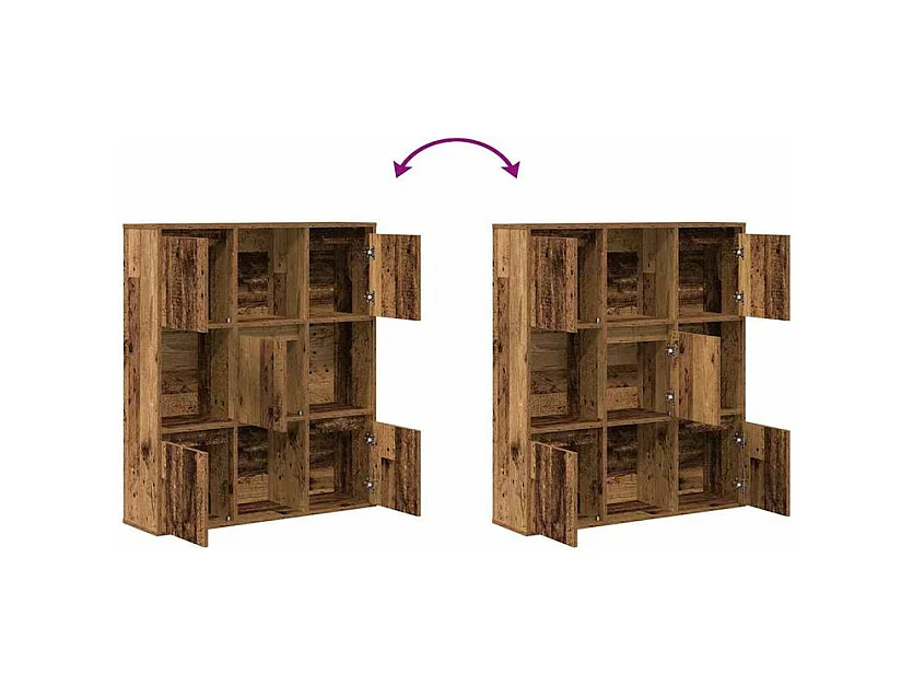 Meuble de rangement Kate 89cm - 4 niches 5 portes-Couleur Marron noisette