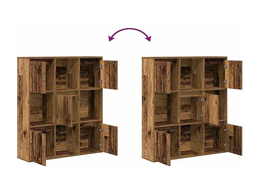 Meuble de rangement Kate 89cm - 4 niches 5 portes-Couleur Marron noisette