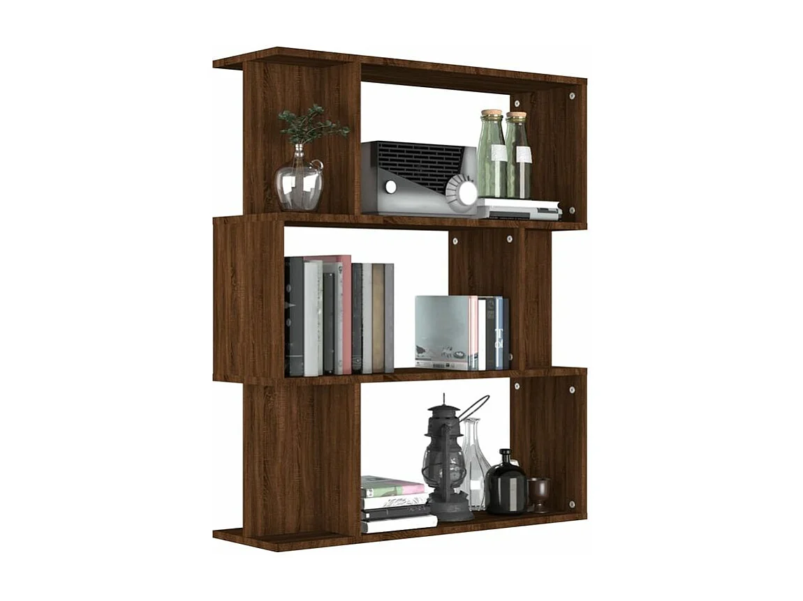 Bibliothèque séparateur en bois Mikola 80cm - Simple et moderne-Couleur Noyer