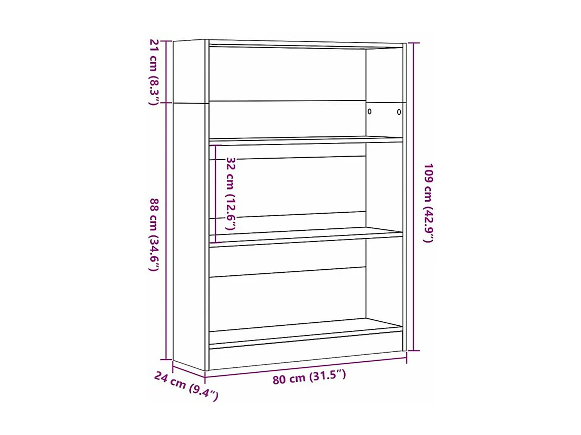 Bibliothèque sonoma gris 80x24x109 bois d'ingénierie