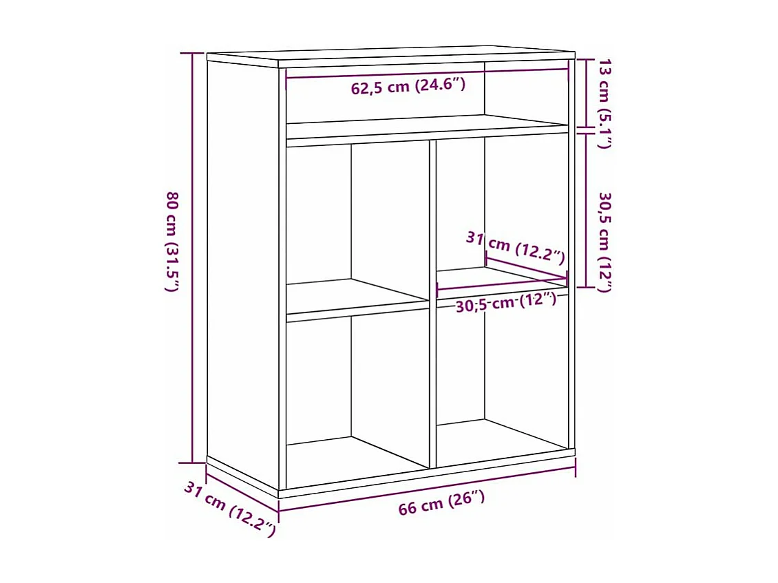 Bibliothèque chêne sonoma 66x31x112 bois d'ingénierie