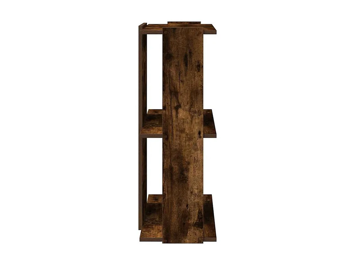 Bibliothèque 3 niveaux chêne fumé 60x30x80 bois d'ingénierie