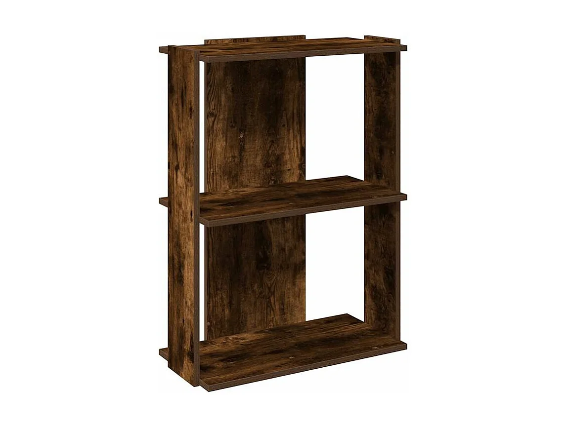 Bibliothèque 3 niveaux chêne fumé 60x30x80 bois d'ingénierie