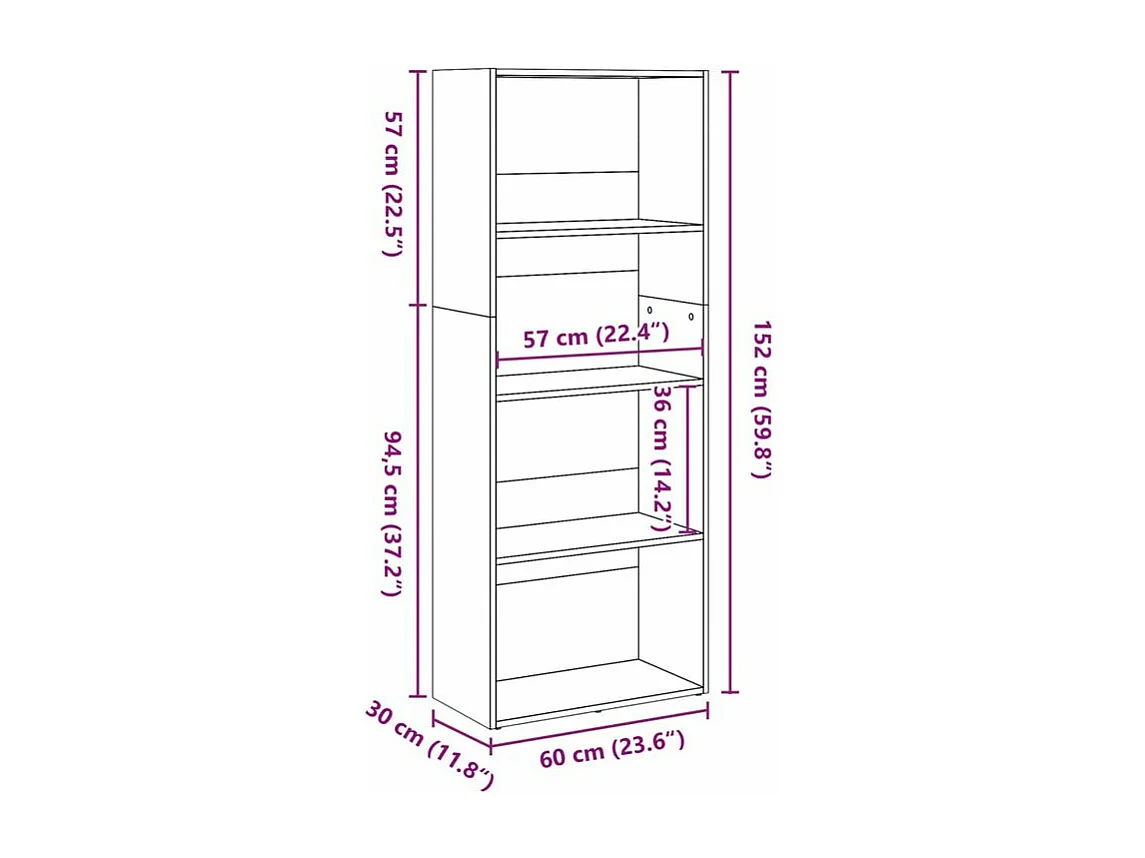 Bibliothèque blanc 60x30x152 bois d'ingénierie