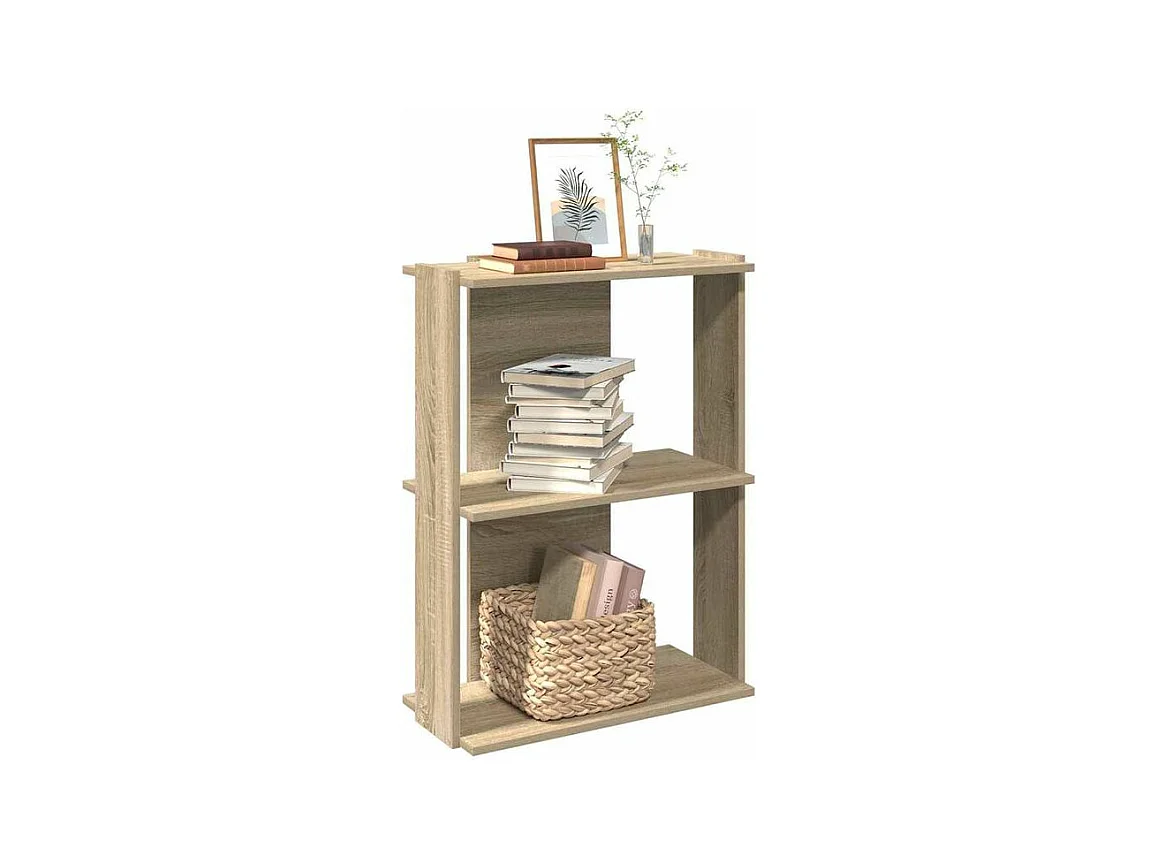 Bibliothèque à 3 niveaux chêne sonoma 60x30x80