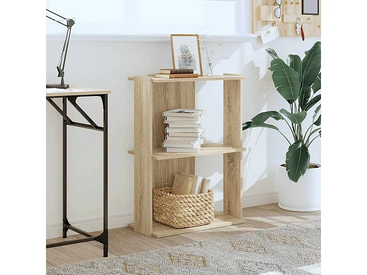 Bibliothèque à 3 niveaux chêne sonoma 60x30x80