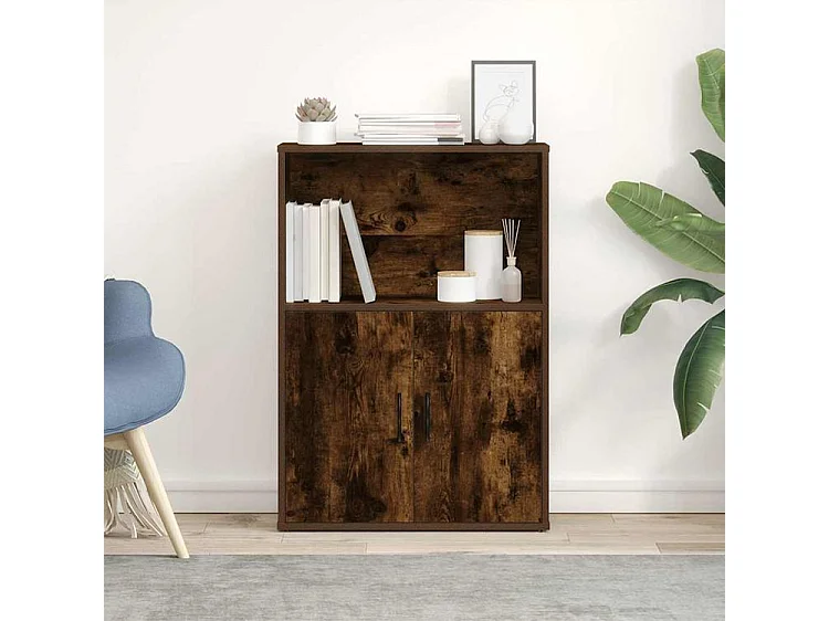 Bibliothèque chêne fumé 60x24x85 bois d'ingénierie