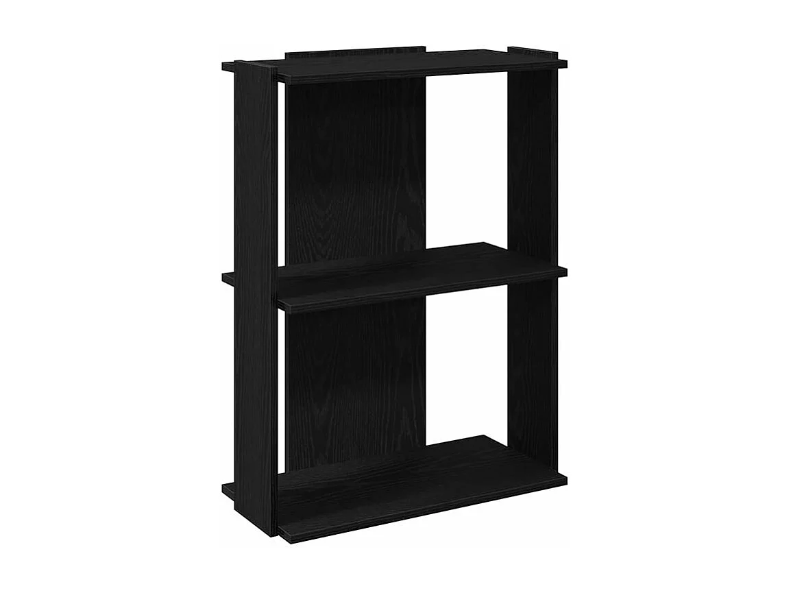 Bibliothèque à 3 niveaux noir 60x30x80 bois d'ingénierie