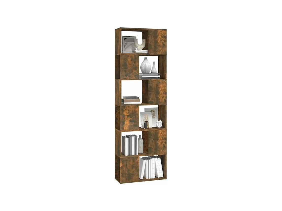 Bibliothèque séparateur en bois Mikola 60cm - Simple et moderne-Couleur Marron fumé