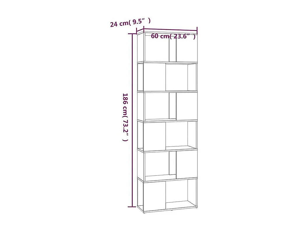 Bibliothèque séparateur en bois Mikola 60cm - Simple et moderne-Couleur Marron fumé