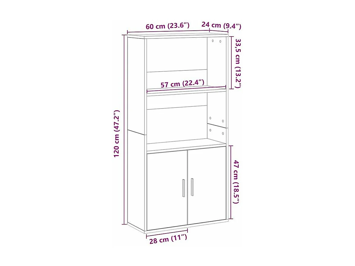 Bibliothèque chêne sonoma 60x24x120 bois d'ingénierie