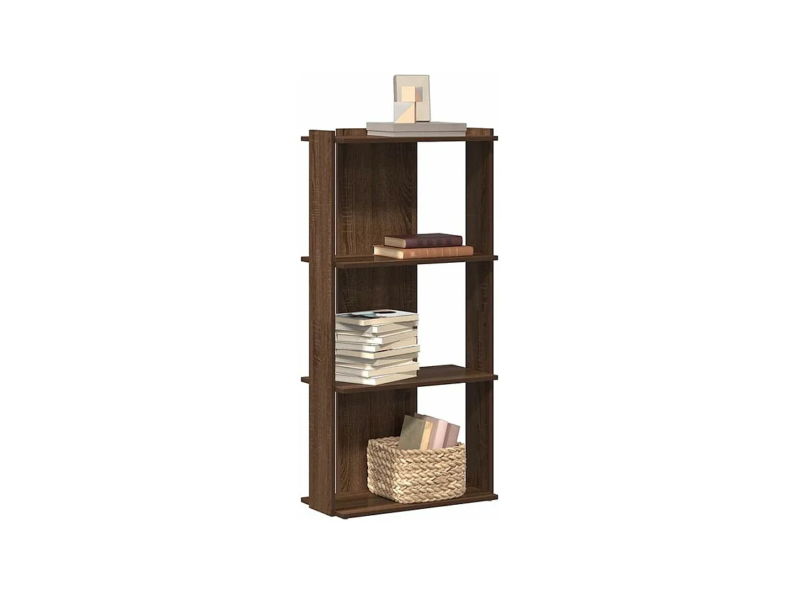 Bibliothèque 3 niveaux chêne marron 60x30x120 bois ingénierie