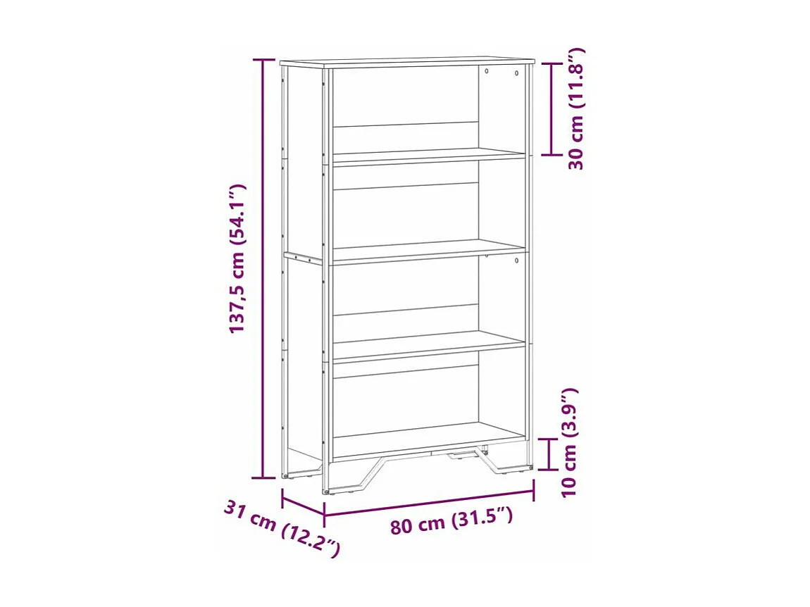 Bibliothèque chêne fumé 80x31x137,5 bois d'ingénierie
