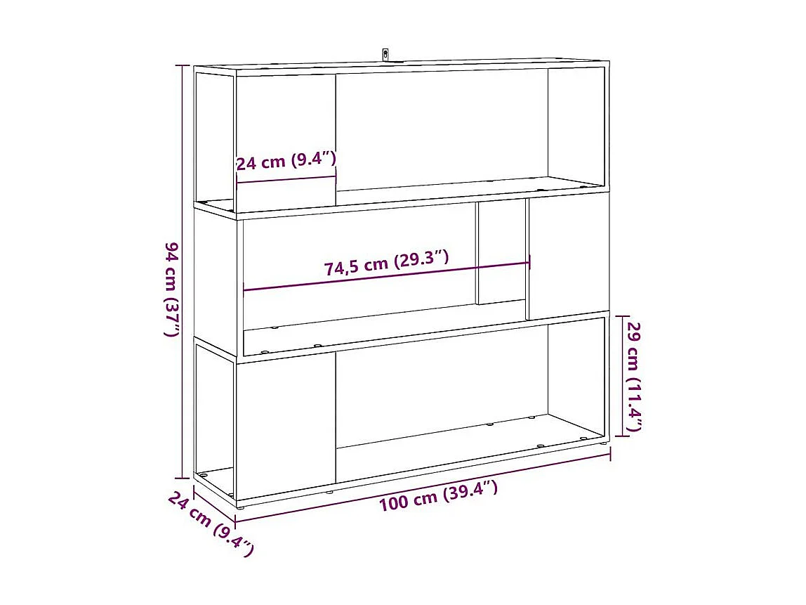 Bibliothèque séparateur en bois Driko 100cm - Simple et moderne-Couleur Marron clair
