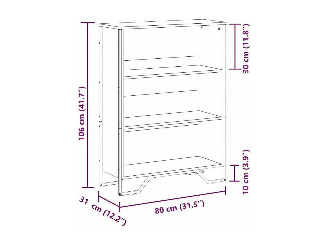 Bibliothèque chêne marron 80x31x106 bois d'ingénierie