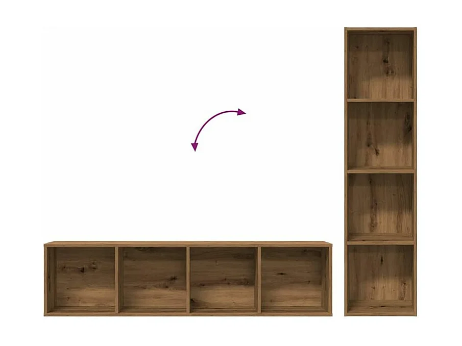 Bibliothèque-Meuble TV chêne artisanal 36x30x143