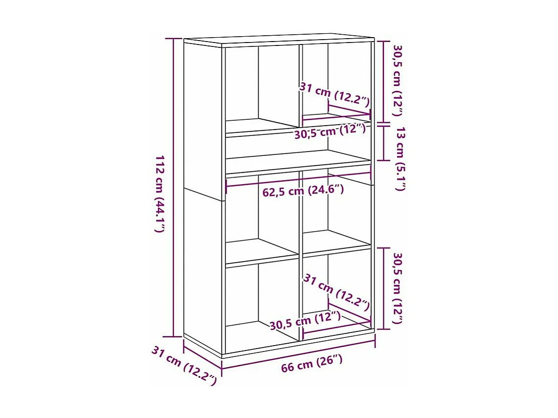Bibliothèque vieux bois 66x31x112 bois d'ingénierie