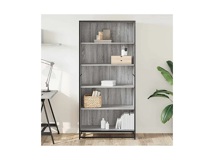 Bibliothèque sonoma gris 80,5x35x170,5 bois d'ingénierie
