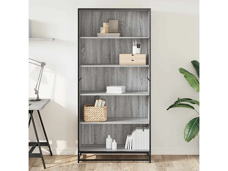 Bibliothèque sonoma gris 80,5x35x170,5 bois d'ingénierie
