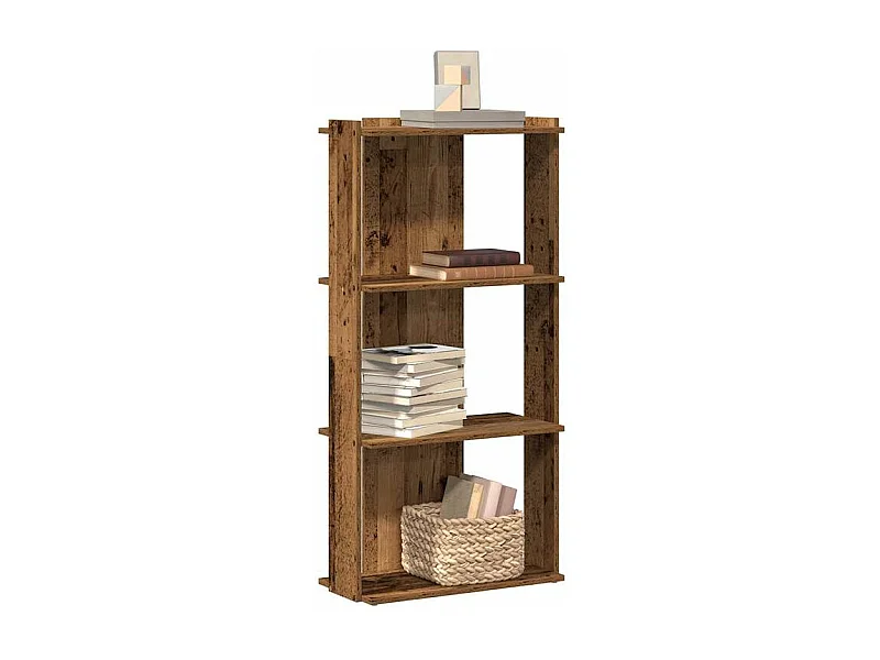 Bibliothèque à 3 niveaux vieux bois 60x30x120 bois ingénierie